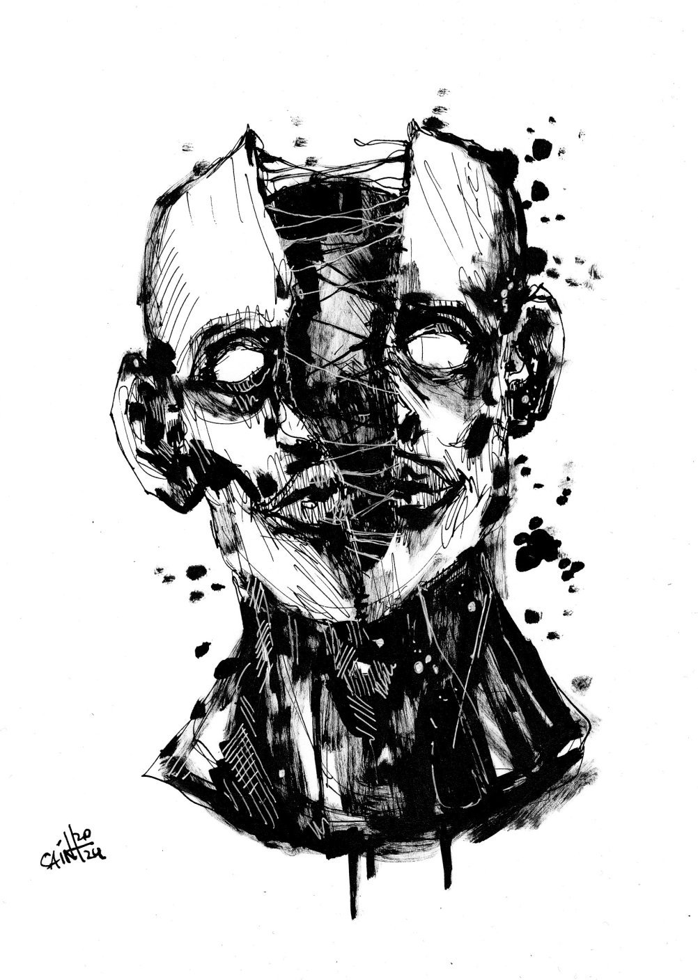 Mr. Obolochka head ink. 15х21 см.