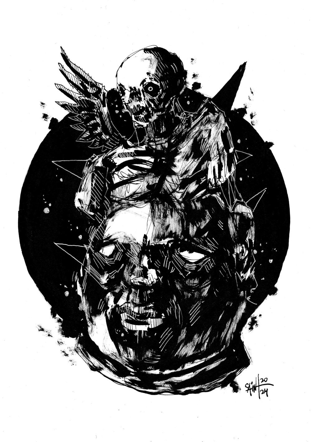 Mr. Puziko head ink. 15х21 см.