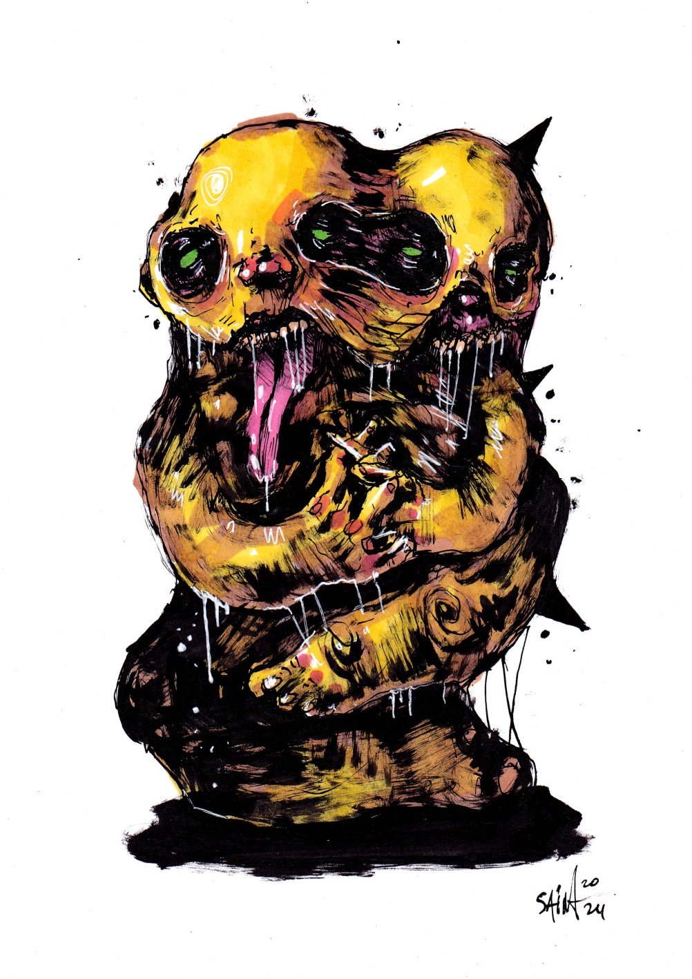 Mr. Yellow bodyhorror. MMXXIV. 15х21 см.
