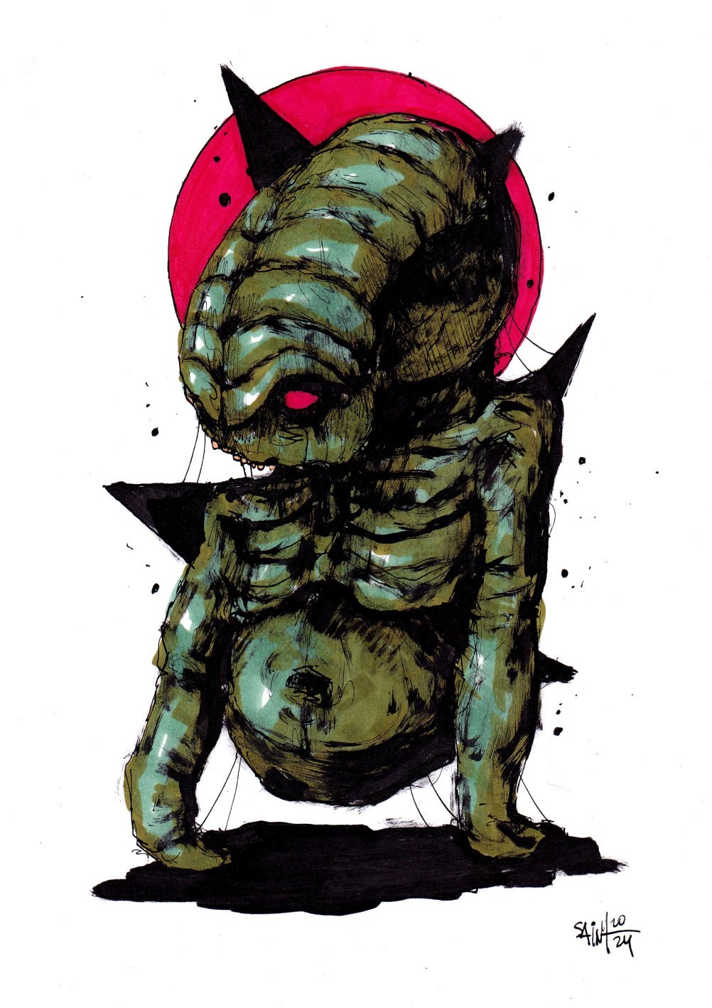 Mr. Greenalien. MMXXIV. 15х21 см.