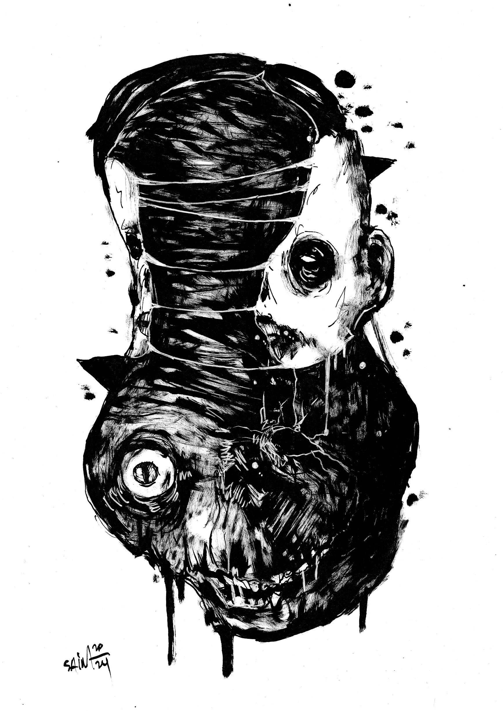 Mr. Small white face. MMXXIV. 15х21 см.